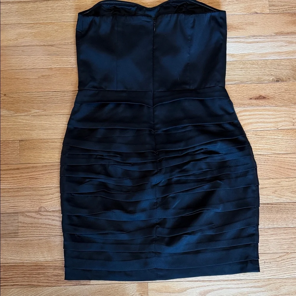 Express Black Satin Strapless Dress | Bodycon Cocktail Mini | Size 6 - Picture 4 of 5